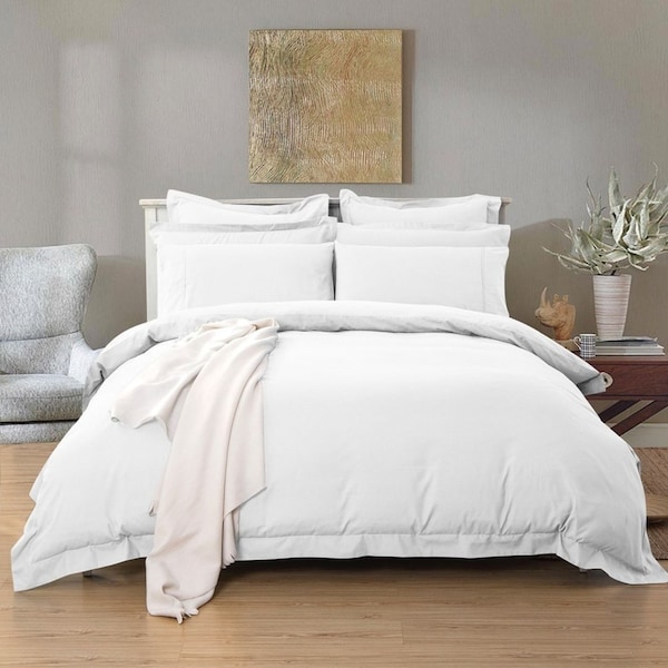 Tailored Super Soft Super King Size Quilt/Doona/Duvet Cover Set - White