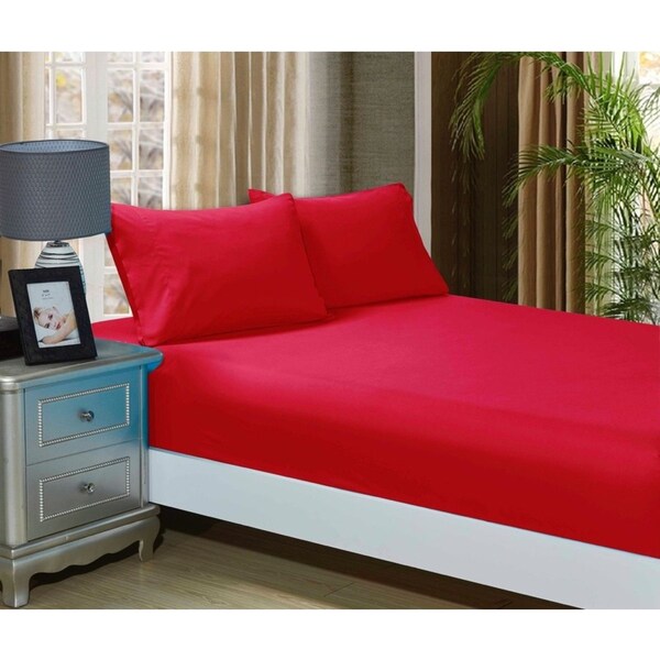 Super Soft Fitted Sheet & Pillowcase Set - King Single Size Bed - Red