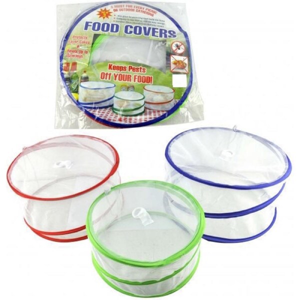 3pcs POP UP FOOD COVERS Camping Picnic BBQ Kitchen Insect Protectors Food Net
