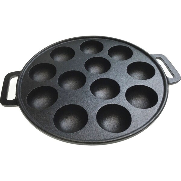 12 Dimple Cast Iron Poffertjes Mini Dutch Pancake Cake Pan with Handles Maker