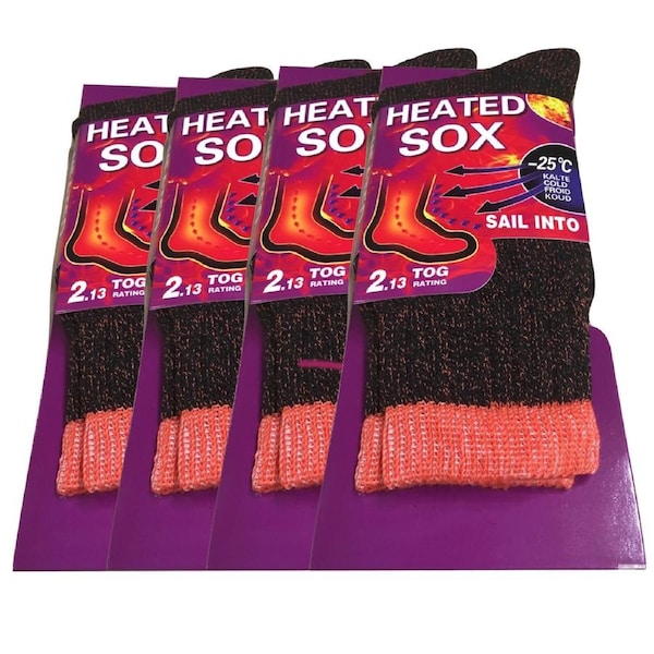 4 Pairs Womens THERMAL HEATED SOCKS Warm Winter Comfort Work Sox Ski BULK 4-8 UK (37-42 EUR)