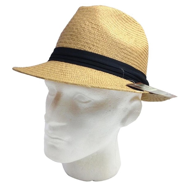 MELBOURNE HATS Trilby Ecuadorian Palm Straw Hat Handwoven Summer Panama Fedora Putty / Medium (58cm)