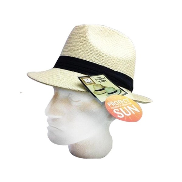 MELBOURNE HATS Fedora Ecuadorian Palm Straw Hat Handwoven Summer Panama Trilby Natural / Medium (58cm)