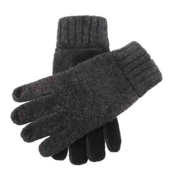 DENTS Mens Stirling Lambswool Blend Knit Gloves With Suede Leather Palm Patch Large
