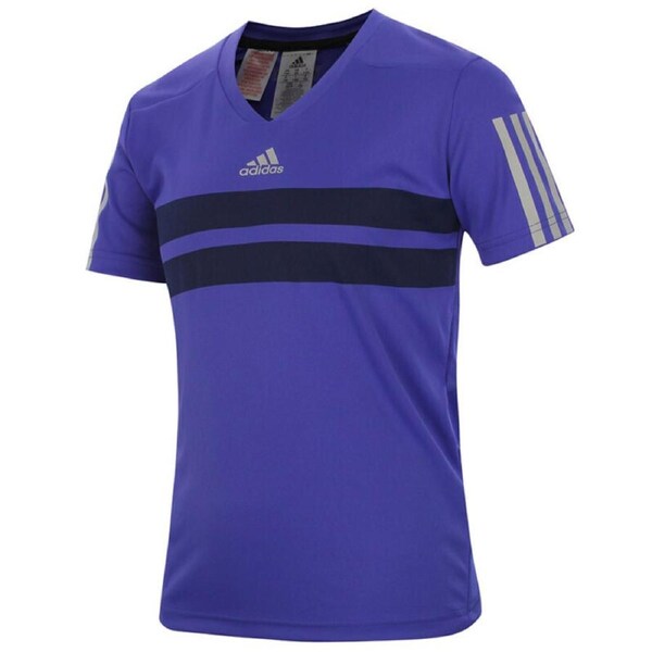 Adidas Boy's Andy Murray Barricade T-Shirt Purple V-Neck Tee Sports Athletic 7-8y