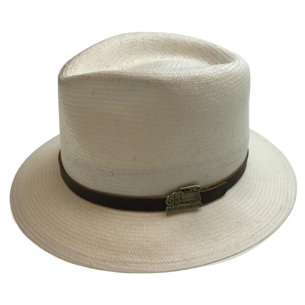 Premium STRAW HAT Panama Trilby Fedora Feather Sun Beach Brim Cap USA Made BR005 Small (6 3/4" - 6 7/8")