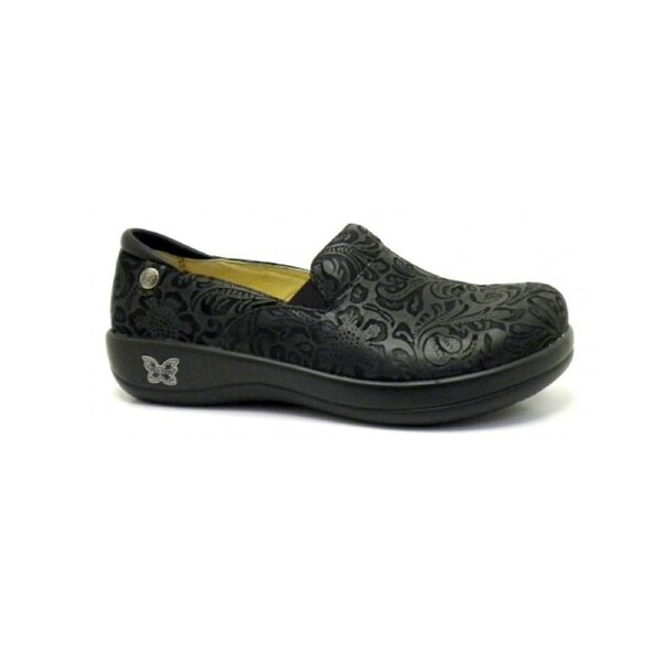 ALEGRIA Keli Nursing Shoes Slip On Womens Work Working Hospitality - Black Embossed Paisley 37