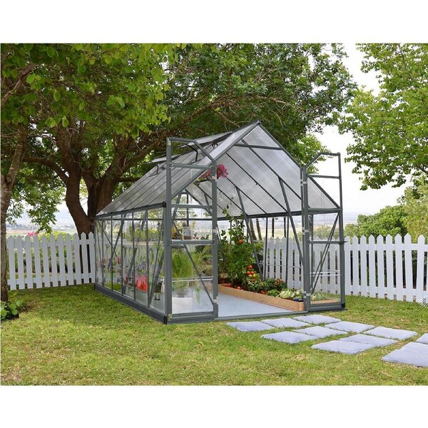 Maze Walk in Polycarbonate Greenhouse Grey Frame 8ft x 12ft