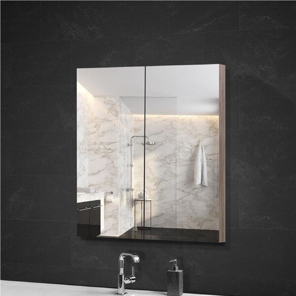 600x720mm Cefito Bathroom Mirror Cabinet Oak