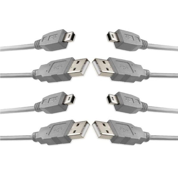 4PK Sansai 1.8m 2.0 USB A to 5 Pin Mini B Male Data Cable for Hard Drive/Camera