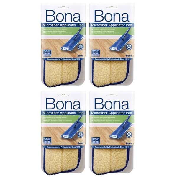 4PK Bona Microfibre Applicator Pad for Wood Refresher/Polish Floor Mop Cleaning