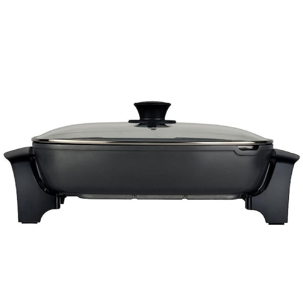 Westinghouse 2400W Non-Stick Electric Skillet Fry Pan w/ Glass Lid Cookware Grey