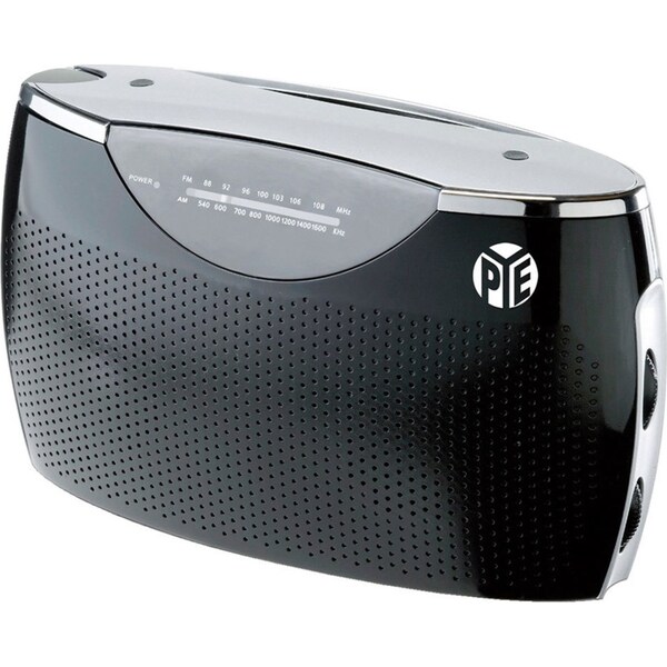 PYE Black Portable AM-FM Radio Speaker w/ 3.5mm Aux in/AC/DC/Battery Powered