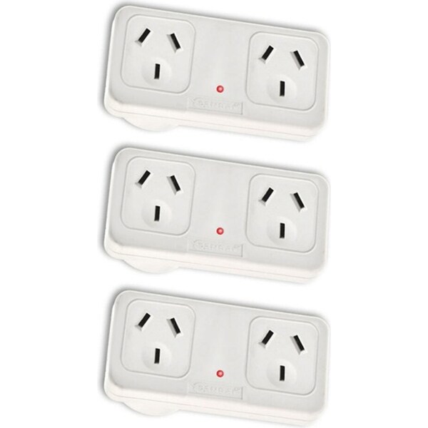 3x Sansai Horizontal Right Powerpoint Double Surge Protector Adaptor/Outlet/AU
