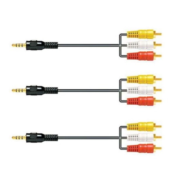 3x Sansai 1.5m 3.5mm Aux Stereo Male to RCA Cable/AV Plug Audio Video for DVD TV