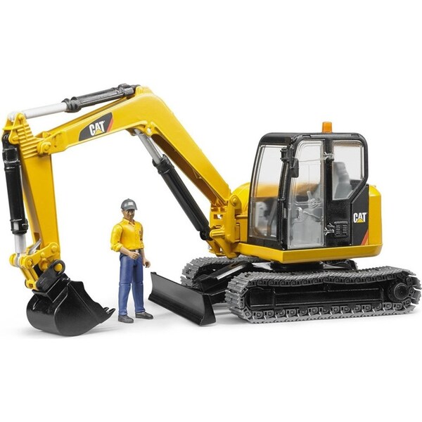 Bruder 1:16 CAT Caterpillar Excavator Digger Tractor w/Worker/Builder Kids Toy