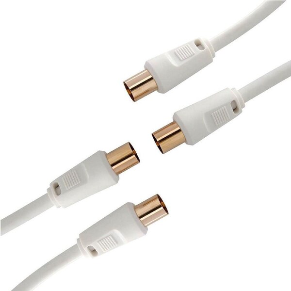 2PK Westinghouse 3m Digital HD TV Antenna M to Male Gold Plated Coax Cable White