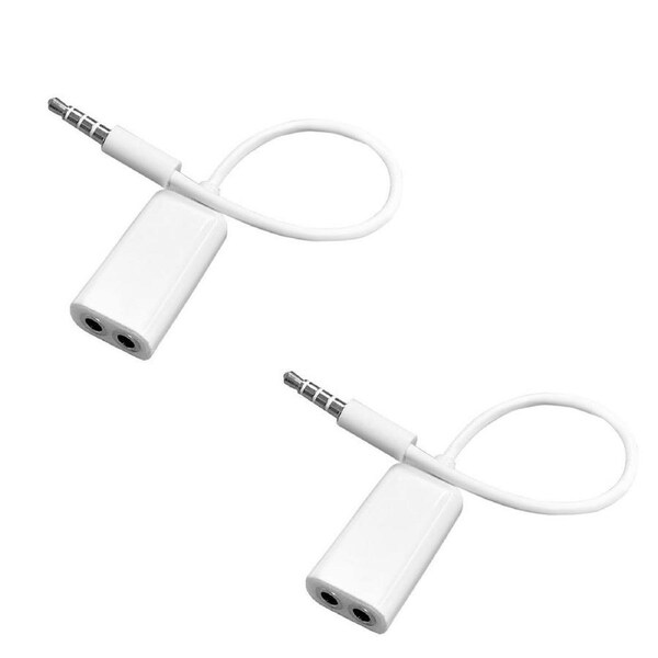 2PK Westinghouse Audio AUX 3.5mm Headphones Male to 2x Female Cable Splitter WHT