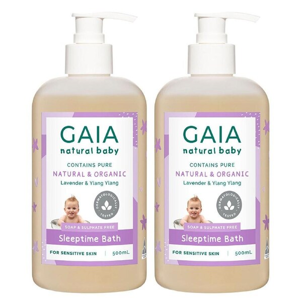 2x Gaia 500ml Pure/Organic Sleeptime Bath for Baby/Kids/Toddlers Vegan Friendly