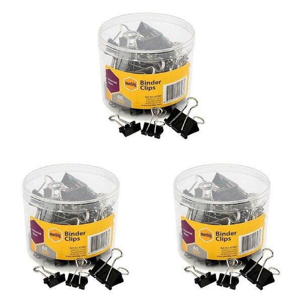 180PC Marbig Paper Fold Back/Binder Clips Assort Sizes Office/Home Use/Essential