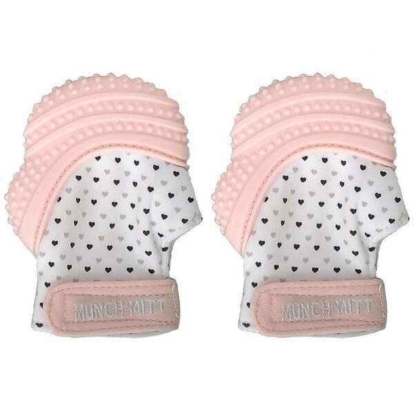2PK Malarkey Munch Silicone Mitt Mitten Teething Teether Baby/Kids Pastel Pink