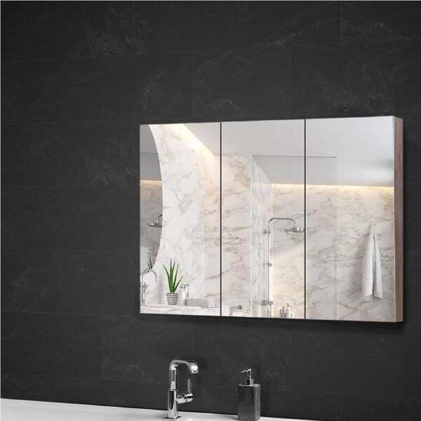 900x720mm Cefito Bathroom Mirror Cabinet Oak