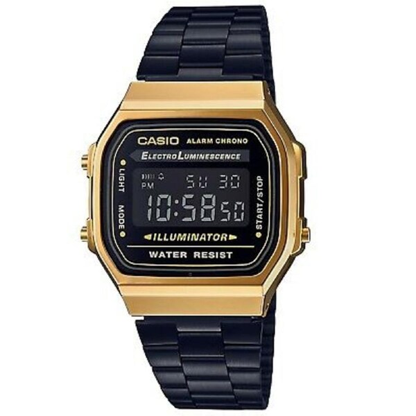 Casio Black Gold Retro Vintage Style Unisex Digital Watch A168WEGB-1B