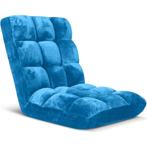 SOGA Floor Recliner Folding Lounge Sofa Futon Couch Folding Chair Cushion Blue