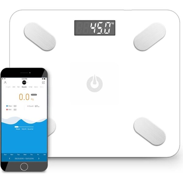 SOGA Wireless Bluetooth Digital Body Fat Scale Bathroom Weighing Scales Health Analyzer Weight White