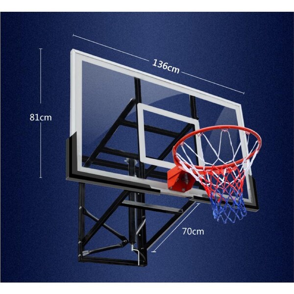 Wall-Mount Basketball Backboard Height Adjustable 136x81cm