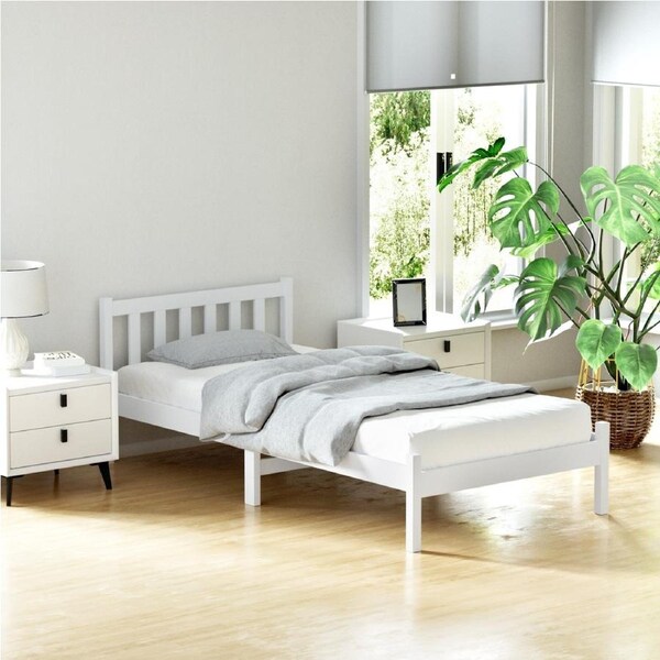 Artiss Wooden Bed Frame Single White SOFIE