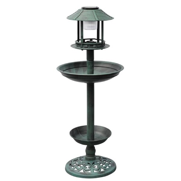 Bird Bath/ Feeder with Solar Light vidaXL