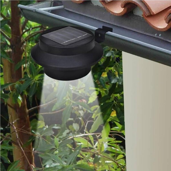 Outdoor Solar Lamp Set 6 pcs Fence Light Gutter Light Black vidaXL