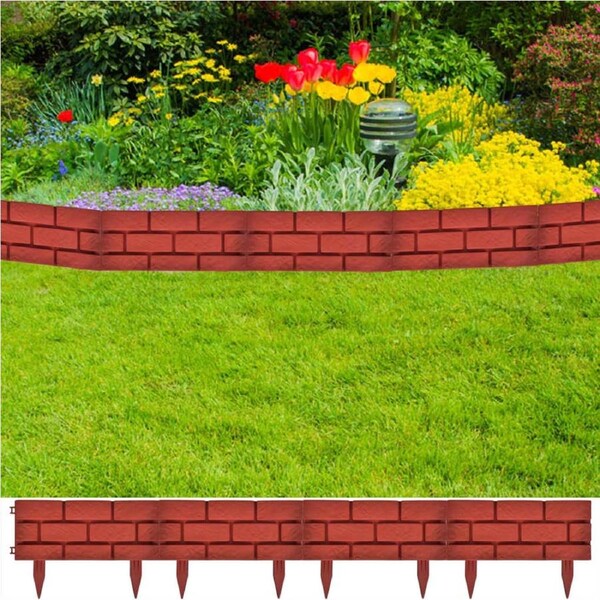 Lawn Divider with Brick Design 11 pcs vidaXL