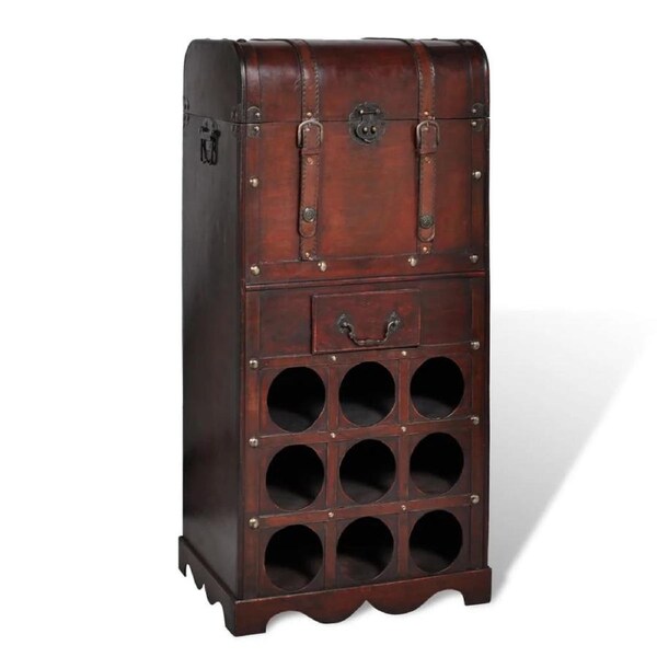 Wooden Wine Rack for 9 Bottles with Storage vidaXL