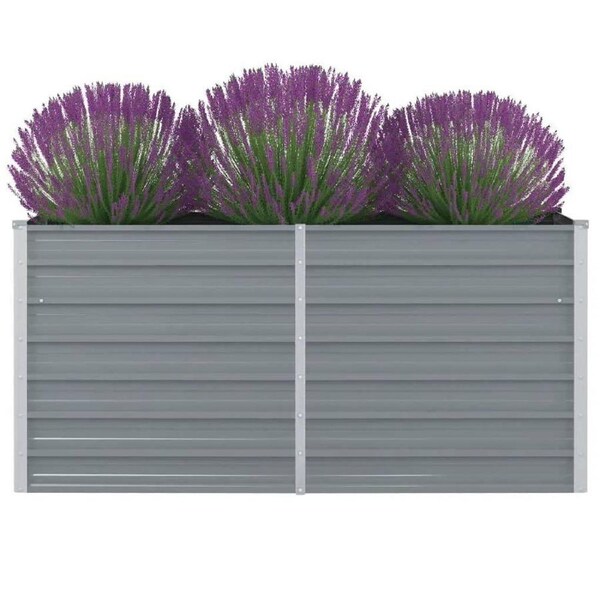 Raised Garden Bed 160x80x77 cm Galvanised Steel Grey vidaXL