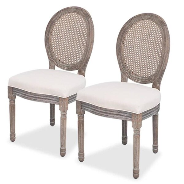 Dining Chairs 2 pcs Cream Fabric vidaXL