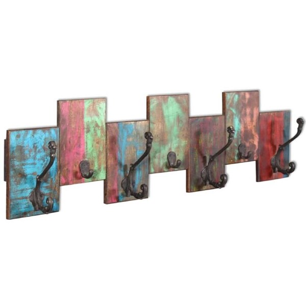 Coat Rack with 7 Hooks Solid Reclaimed Wood vidaXL
