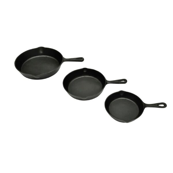 Set of 3 BBQ Steak Pans Cast Iron vidaXL