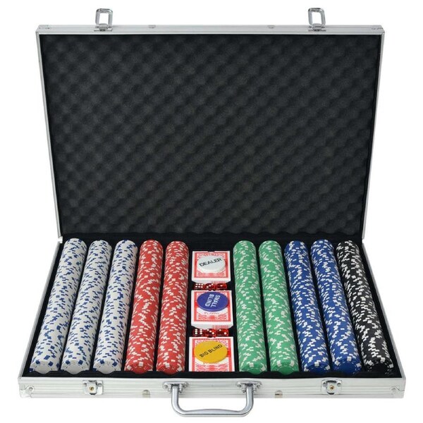 Poker Set with 1000 Chips Aluminium vidaXL