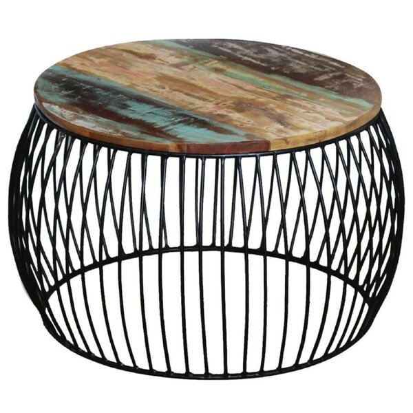 Coffee Table Round Solid Reclaimed Wood 68x37 cm vidaXL