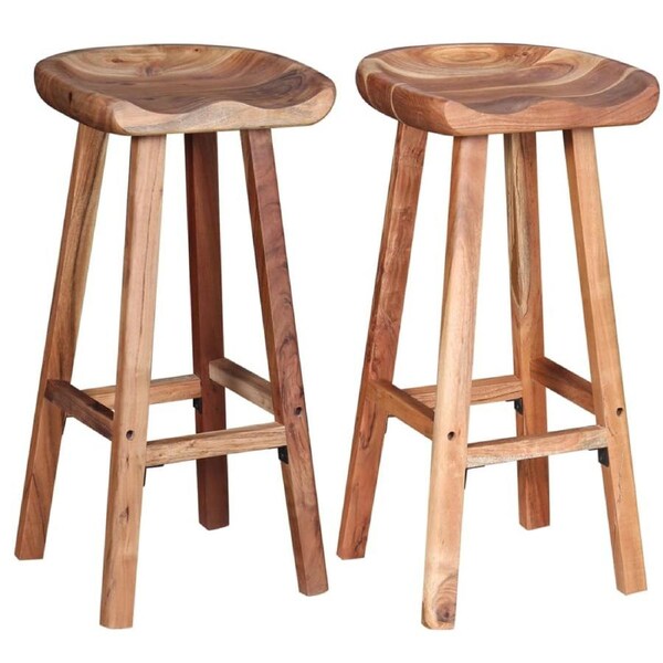 Bar Stools 2 pcs Solid Acacia Wood vidaXL