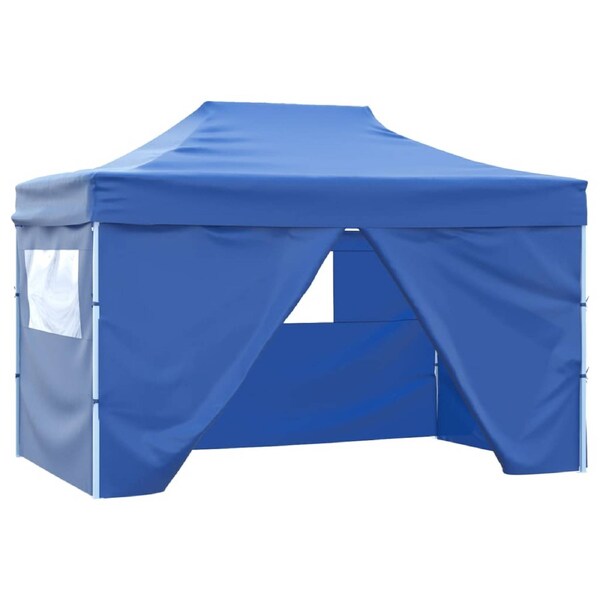 Foldable Tent Pop-Up with 4 Side Walls 3x4.5 m Blue vidaXL