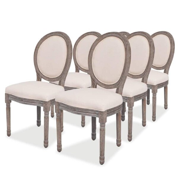 Dining Chairs 6 pcs Cream Fabric vidaXL