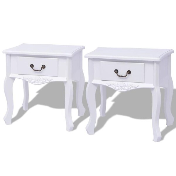 Bedside Cabinets 2 pcs MDF White vidaXL