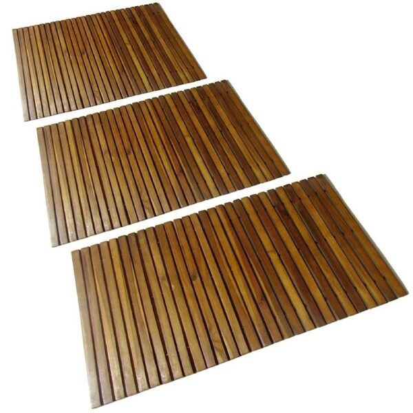 3 pcs Acacia Bath Mat 80 x 50 cm vidaXL