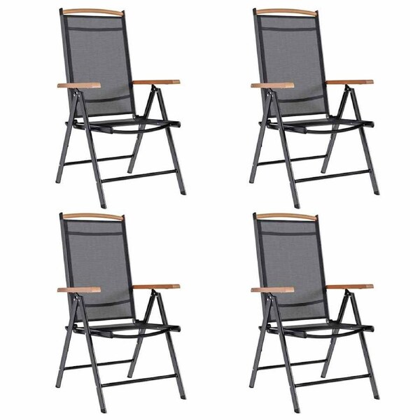 Folding Garden Chairs 4 pcs Aluminium and Textilene Black vidaXL