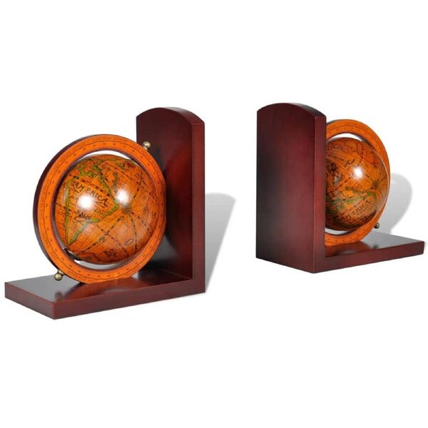 Bookstand World Map Globe Bookend Classic A Pair vidaXL