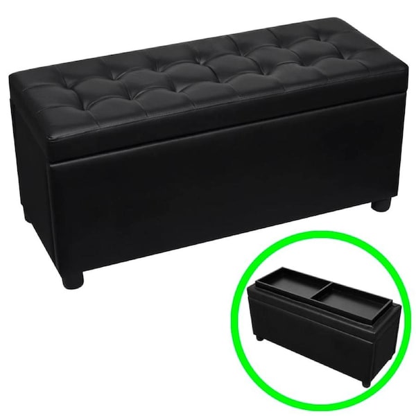 Storage Ottoman Artificial Leather Black vidaXL
