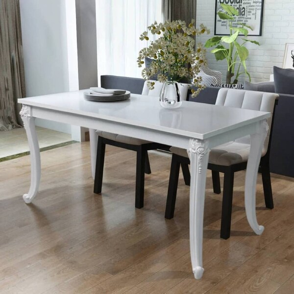 Dining Table 116x66x76 cm High Gloss White vidaXL